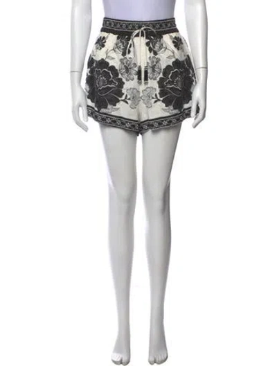 Pre-owned Farm Rio Floral Print Mini Shorts In Black