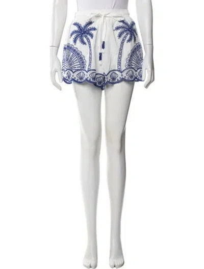 Pre-owned Farm Rio Floral Print Mini Shorts In Blue