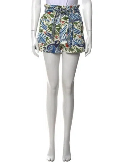 Pre-owned Farm Rio Floral Print Mini Shorts In Blue