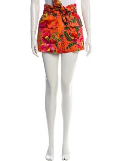 Pre-owned Farm Rio Floral Print Mini Shorts In Green