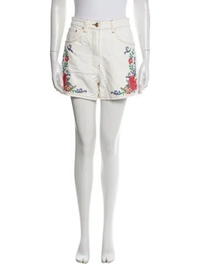 Pre-owned Farm Rio Floral Print Mini Shorts In Neutral