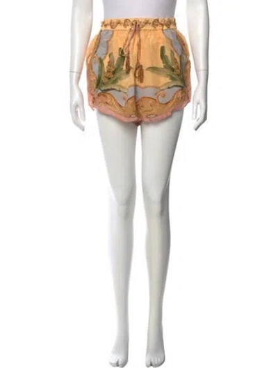 Pre-owned Farm Rio Floral Print Mini Shorts In Neutral