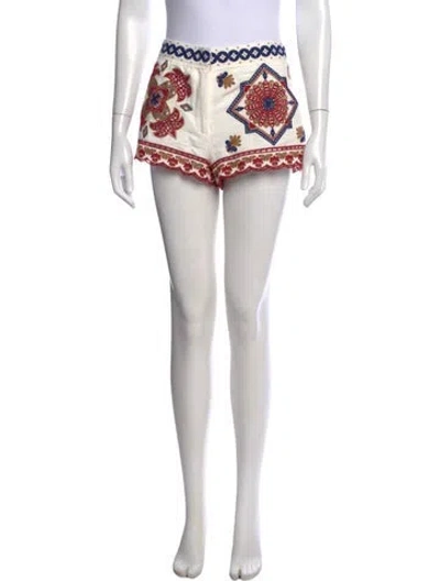 Pre-owned Farm Rio Floral Print Mini Shorts In Neutral
