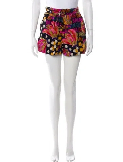 Pre-owned Farm Rio Floral Print Mini Shorts In Orange