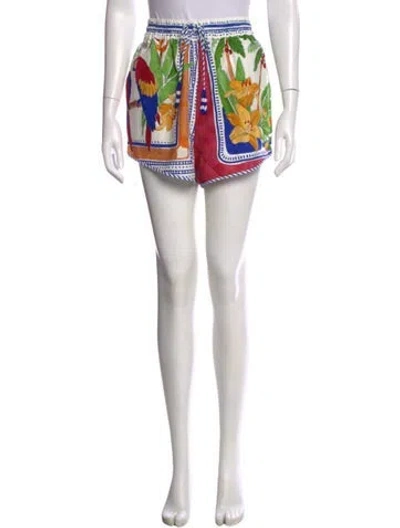 Pre-owned Farm Rio Floral Print Mini Shorts In Orange