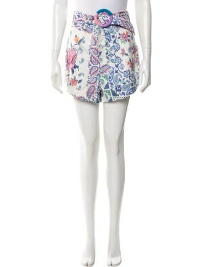 Pre-owned Farm Rio Floral Print Mini Shorts In Pink