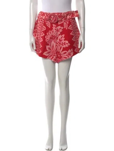 Pre-owned Farm Rio Floral Print Mini Shorts In Pink