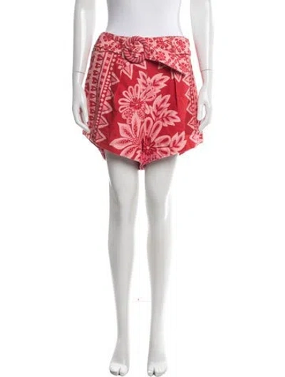 Pre-owned Farm Rio Floral Print Mini Shorts In Red