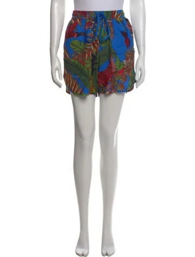 Pre-owned Farm Rio Floral Print Mini Shorts W/ Tags In Blue