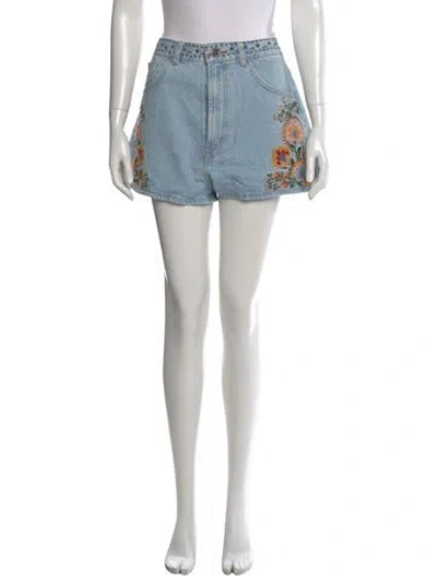 Pre-owned Farm Rio Floral Print Mini Shorts W/ Tags In Blue