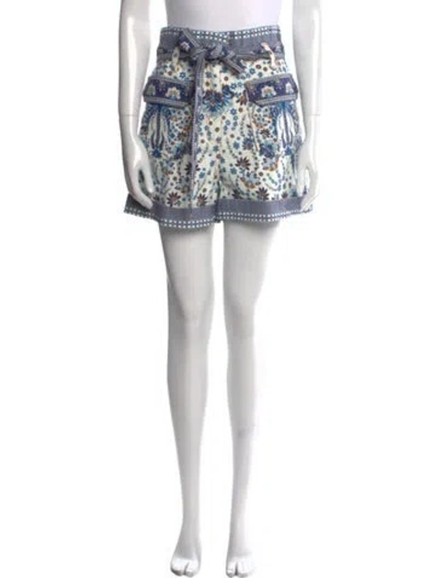 Pre-owned Farm Rio Floral Print Mini Shorts W/ Tags In White