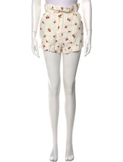 Pre-owned Farm Rio Floral Print Mini Shorts In White
