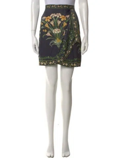 Pre-owned Farm Rio Floral Print Mini Skirt In Black