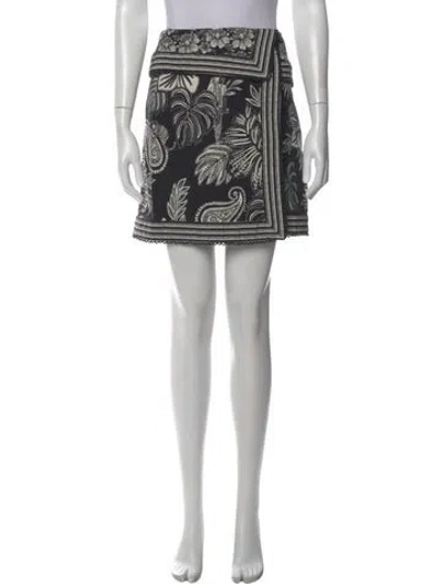Pre-owned Farm Rio Floral Print Mini Skirt In Black