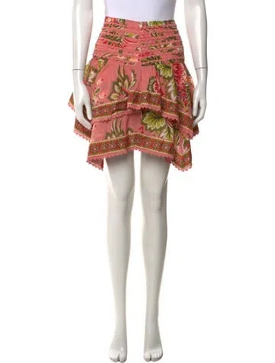 Pre-owned Farm Rio Floral Print Mini Skirt In Brown