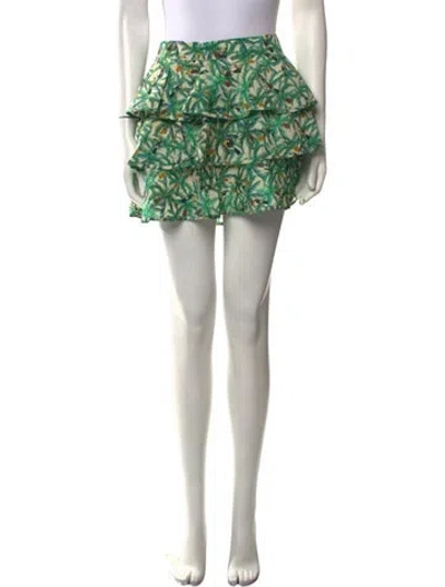 Pre-owned Farm Rio Floral Print Mini Skirt In Green