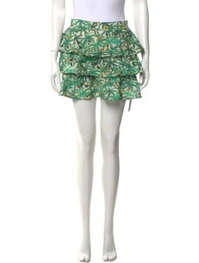 Pre-owned Farm Rio Floral Print Mini Skirt In Green