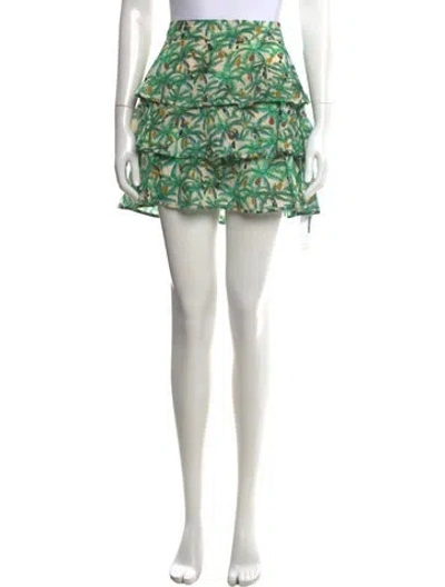 Pre-owned Farm Rio Floral Print Mini Skirt In Green