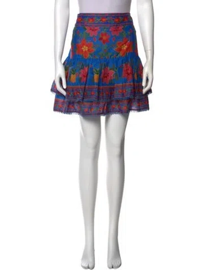 Pre-owned Farm Rio Floral Print Mini Skirt In Multi