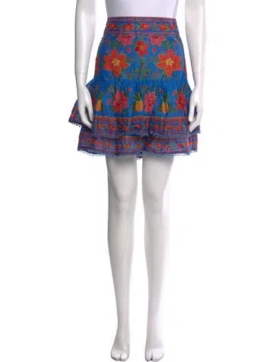 Pre-owned Farm Rio Floral Print Mini Skirt In Multi
