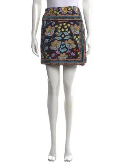 Pre-owned Farm Rio Floral Print Mini Skirt In Multi