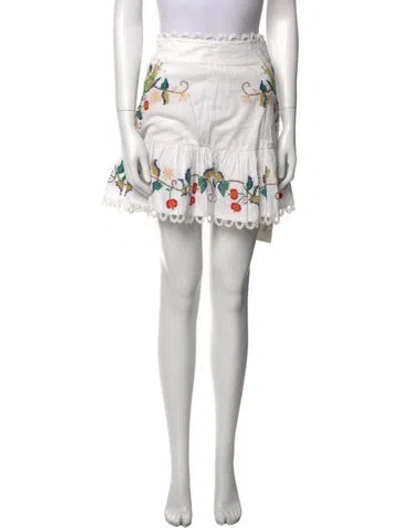 Pre-owned Farm Rio Floral Print Mini Skirt In Neutral