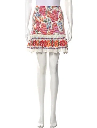 Pre-owned Farm Rio Floral Print Mini Skirt In Neutral
