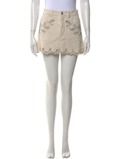 Pre-owned Farm Rio Floral Print Mini Skirt In Neutral