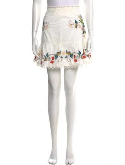Pre-owned Farm Rio Floral Print Mini Skirt In Neutral