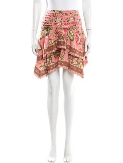 Pre-owned Farm Rio Floral Print Mini Skirt In Pink