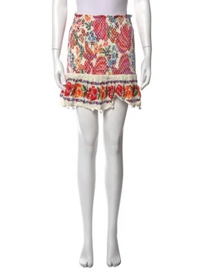 Pre-owned Farm Rio Floral Print Mini Skirt In Pink