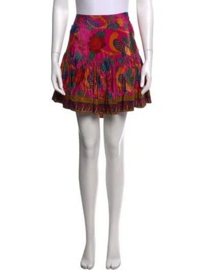 Pre-owned Farm Rio Floral Print Mini Skirt In Pink