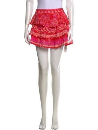 Pre-owned Farm Rio Floral Print Mini Skirt In Pink