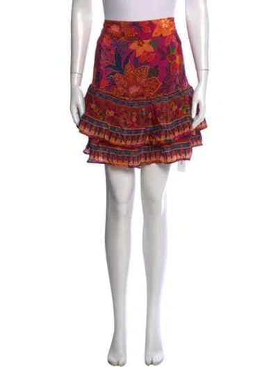 Pre-owned Farm Rio Floral Print Mini Skirt In Pink