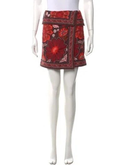 Pre-owned Farm Rio Floral Print Mini Skirt In Purple