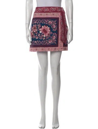 Pre-owned Farm Rio Floral Print Mini Skirt In Purple