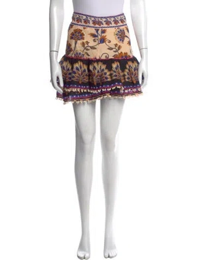 Pre-owned Farm Rio Floral Print Mini Skirt In Purple