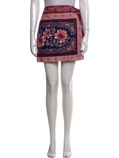 Pre-owned Farm Rio Floral Print Mini Skirt In Purple