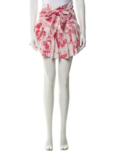 Pre-owned Farm Rio Floral Print Mini Skirt In Red