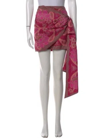 Pre-owned Farm Rio Floral Print Mini Skirt In Red