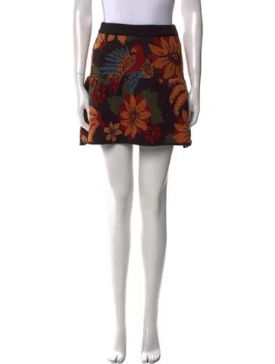 Pre-owned Farm Rio Floral Print Mini Skirt W/ Tags In Black