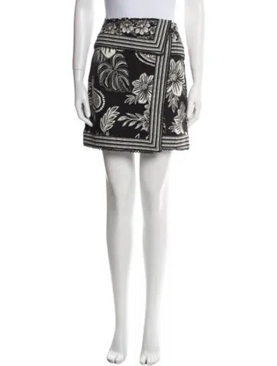 Pre-owned Farm Rio Floral Print Mini Skirt W/ Tags In Black