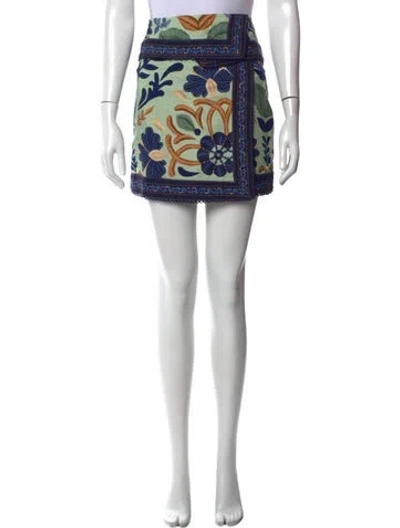 Pre-owned Farm Rio Floral Print Mini Skirt W/ Tags In Blue/green/pink