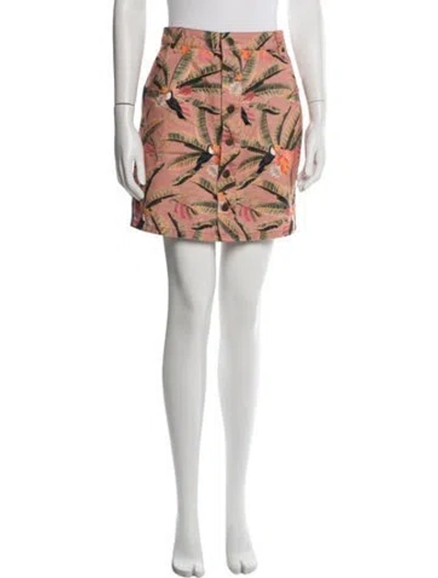Pre-owned Farm Rio Floral Print Mini Skirt W/ Tags In Yellow