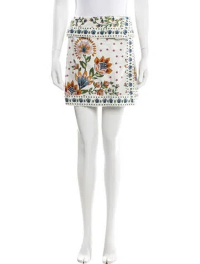 Pre-owned Farm Rio Floral Print Mini Skirt In White