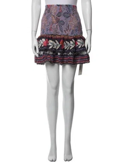 Pre-owned Farm Rio Floral Print Mini Skirt In White