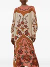 Farm Rio Floral-print Mock-neck Midi Dress In Multi