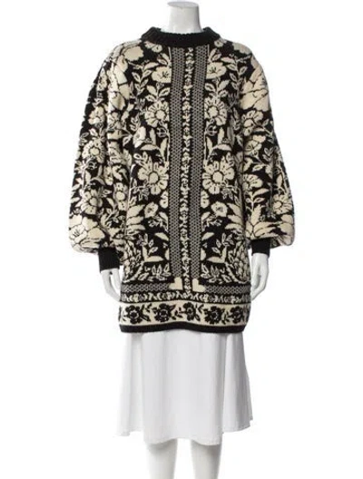 Pre-owned Farm Rio Floral Print Mock Neck Sweater In Multi