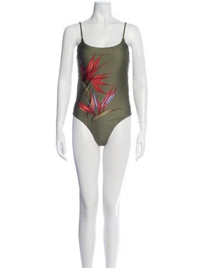 Pre-owned Farm Rio Floral Print One-piece W/ Tags In Green