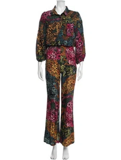 Pre-owned Farm Rio Floral Print Pant Set In Multicolor